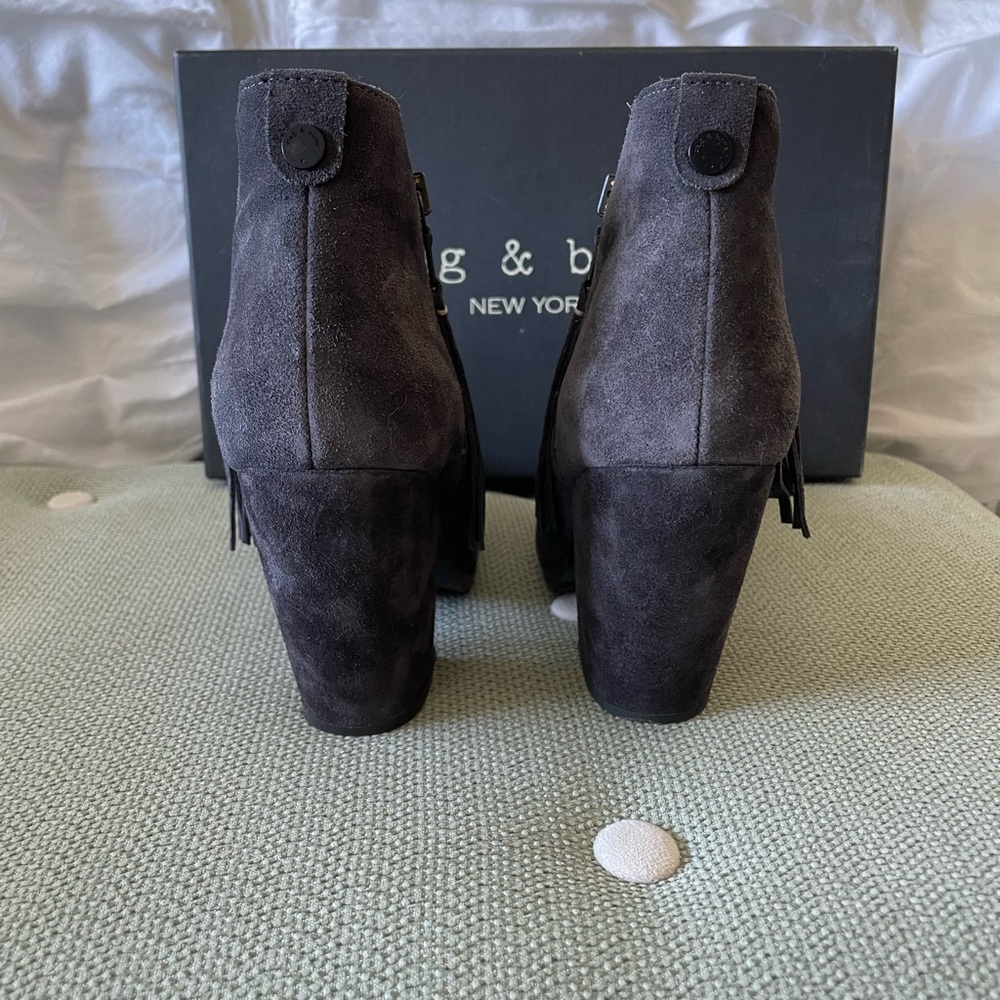 Rag & Bone suede Margot fringe booties in gray - Picture 7 of 7